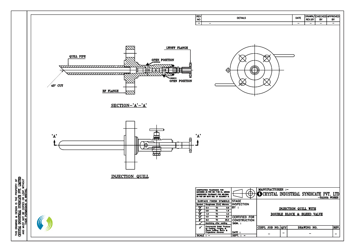 Injection Quill With Double Block Bleet Valve